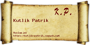 Kutlik Patrik névjegykártya